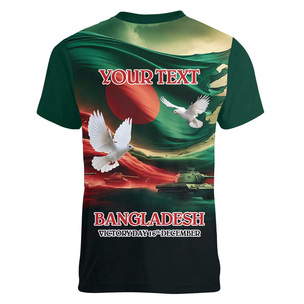 Bangladesh Victory Day Personalized Women V-Neck T-Shirt Since 1971 with Flag Art - Wonder Print Shop