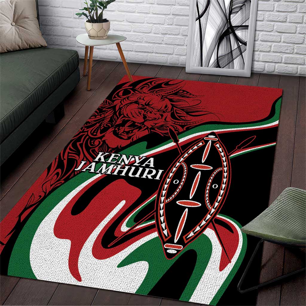 Happy Jamhuri Day Kenya Area Rug Kenyan Lion and Maasai Shield LT9 - Wonder Print Shop