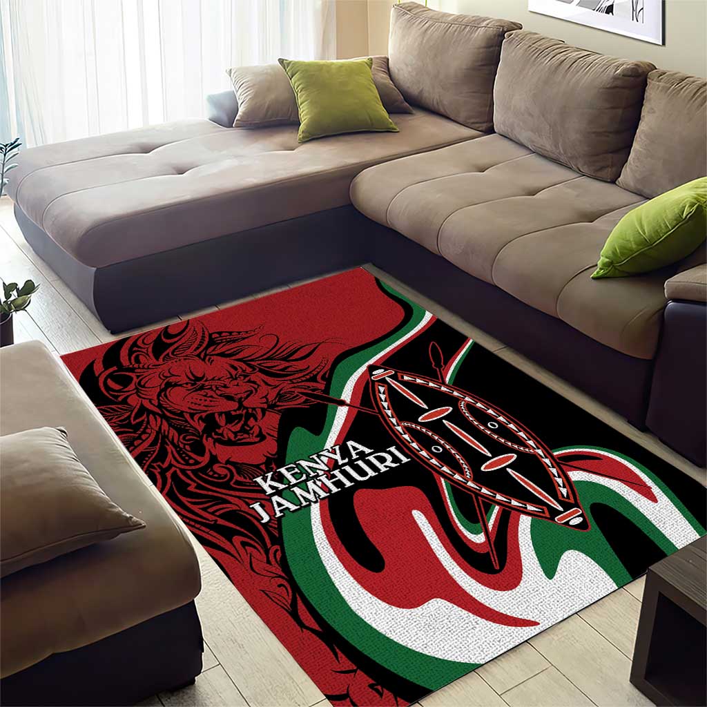 Happy Jamhuri Day Kenya Area Rug Kenyan Lion and Maasai Shield LT9 - Wonder Print Shop