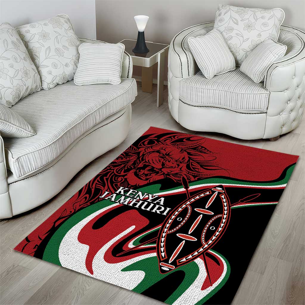 Happy Jamhuri Day Kenya Area Rug Kenyan Lion and Maasai Shield LT9 - Wonder Print Shop