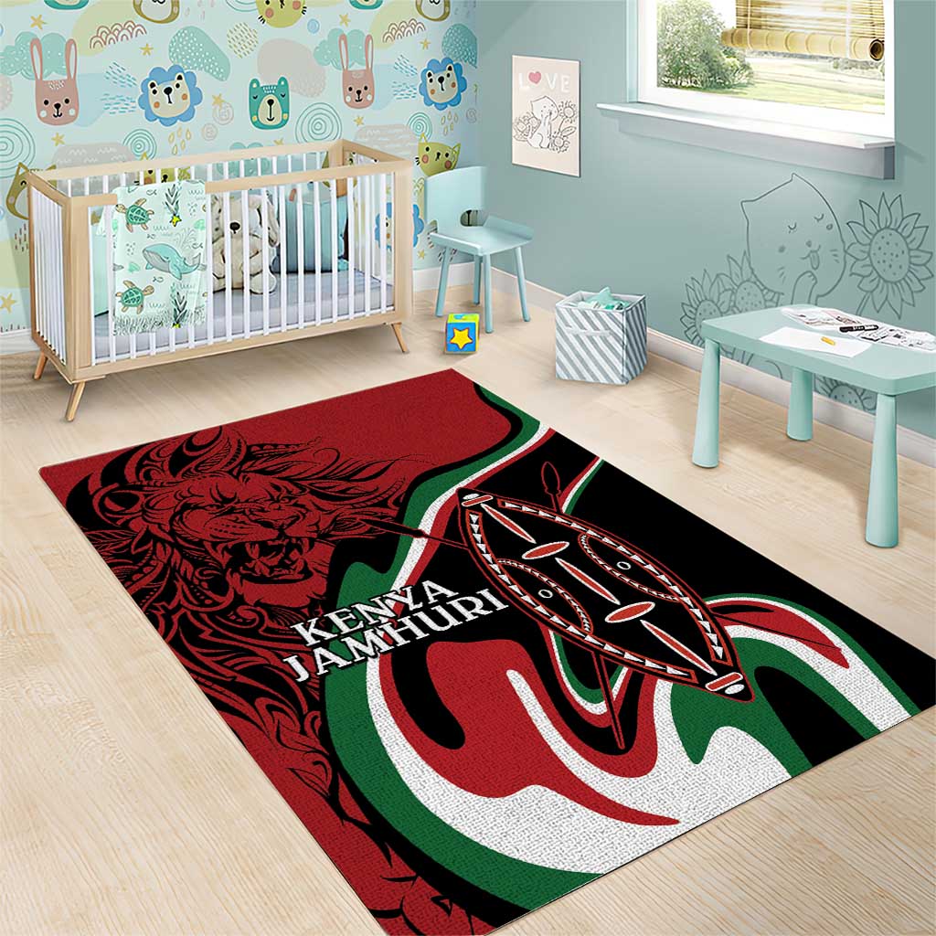 Happy Jamhuri Day Kenya Area Rug Kenyan Lion and Maasai Shield LT9 - Wonder Print Shop