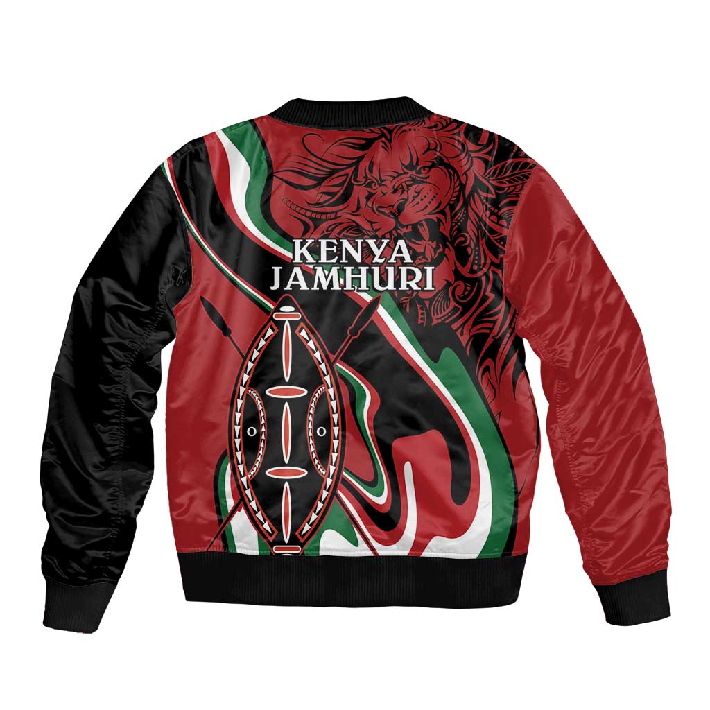 Happy Jamhuri Day Kenya Bomber Jacket Kenyan Lion and Maasai Shield LT9 - Wonder Print Shop