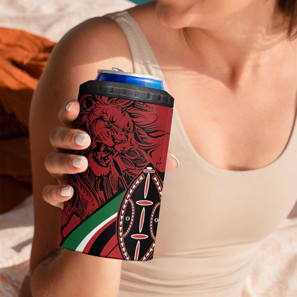 Happy Jamhuri Day Kenya 4 in 1 Can Cooler Tumbler Kenyan Lion and Maasai Shield LT9 - Wonder Print Shop