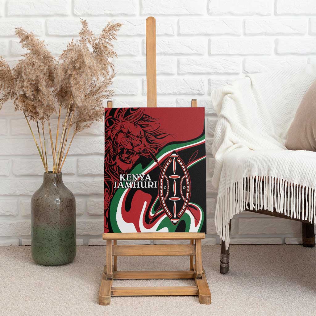 Happy Jamhuri Day Kenya Canvas Wall Art Kenyan Lion and Maasai Shield LT9 - Wonder Print Shop
