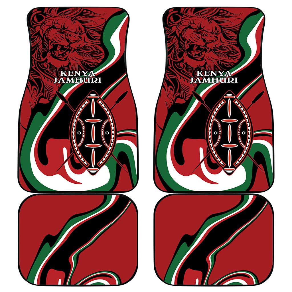 Happy Jamhuri Day Kenya Car Mats Kenyan Lion and Maasai Shield LT9 - Wonder Print Shop
