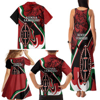 Happy Jamhuri Day Kenya Family Matching Tank Maxi Dress and Hawaiian Shirt Kenyan Lion and Maasai Shield - Wonder Print Shop