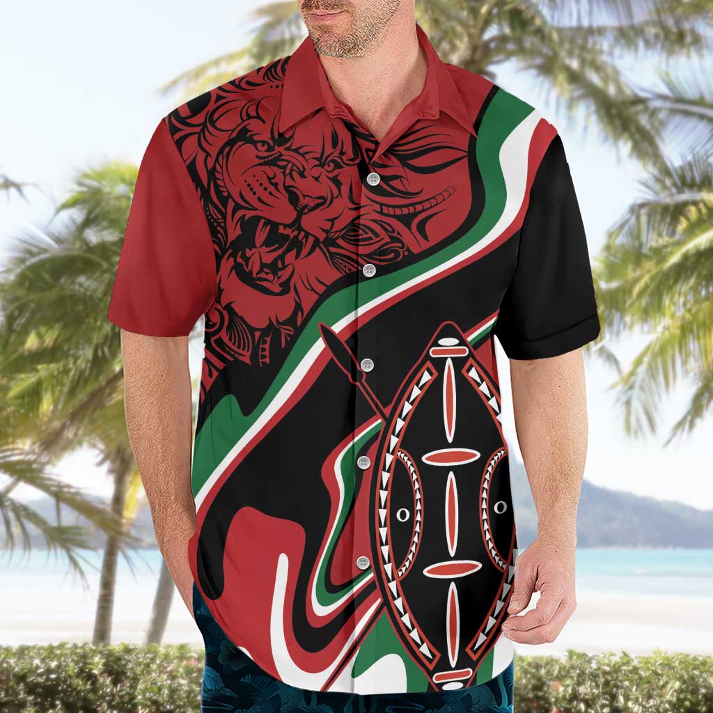 Happy Jamhuri Day Kenya Hawaiian Shirt Kenyan Lion and Maasai Shield - Wonder Print Shop