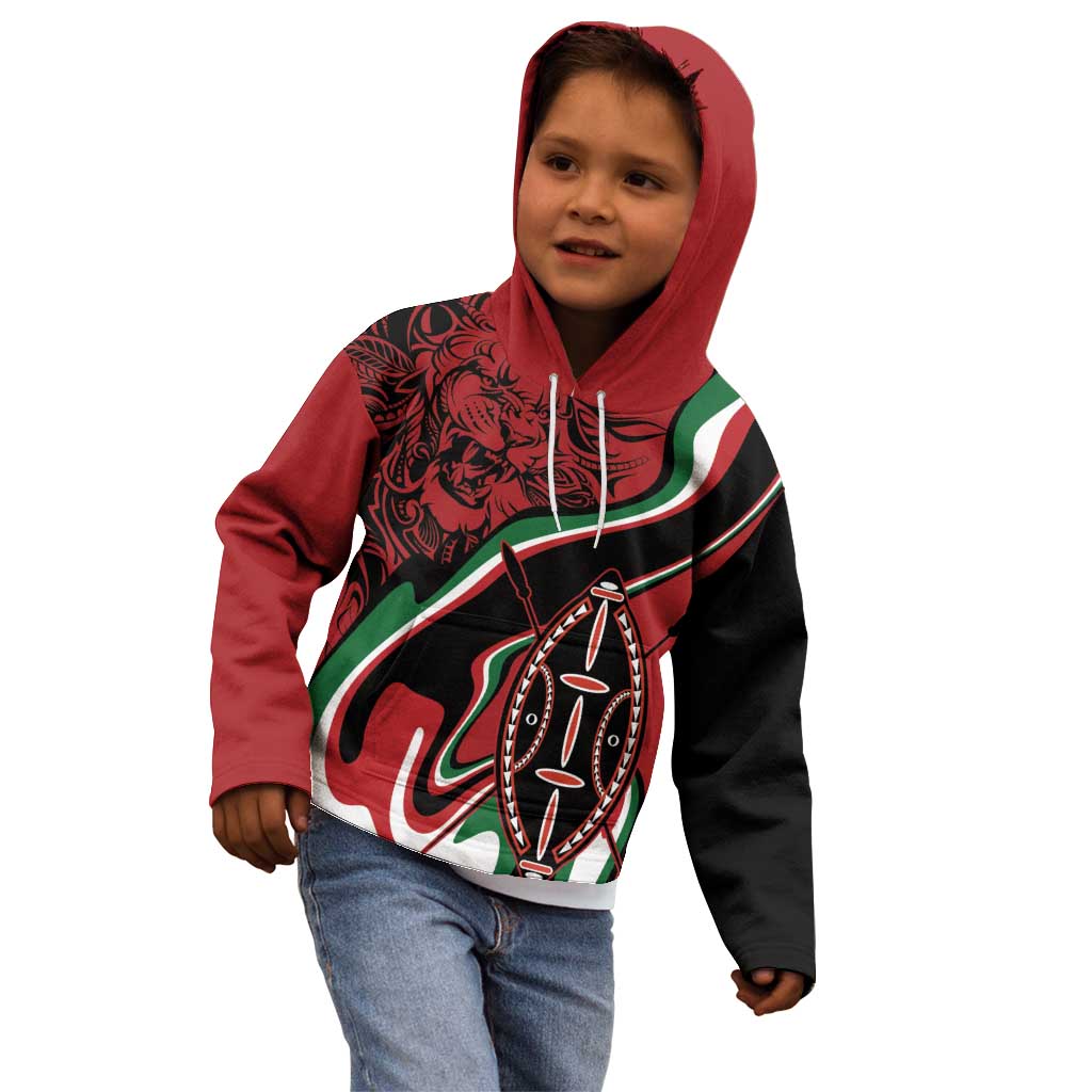 Happy Jamhuri Day Kenya Kid Hoodie Kenyan Lion and Maasai Shield - Wonder Print Shop