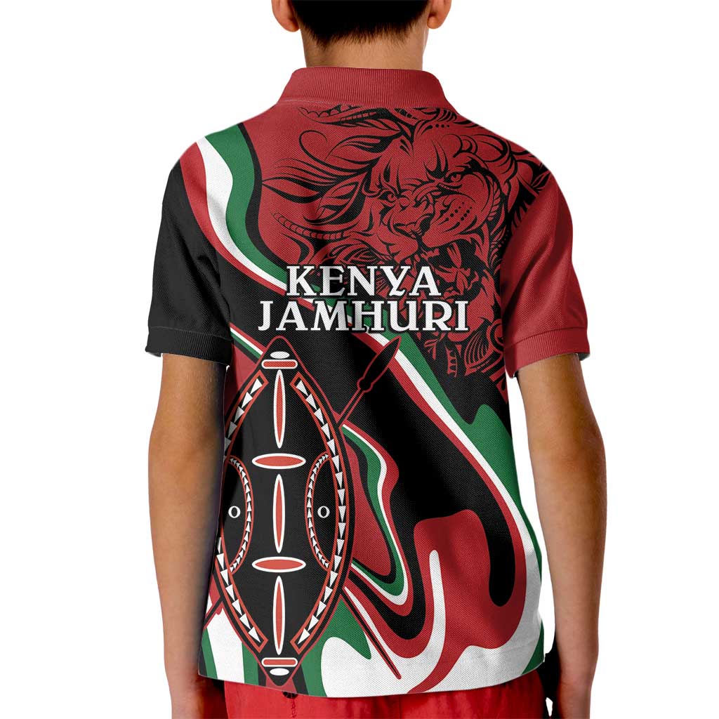 Happy Jamhuri Day Kenya Kid Polo Shirt Kenyan Lion and Maasai Shield - Wonder Print Shop