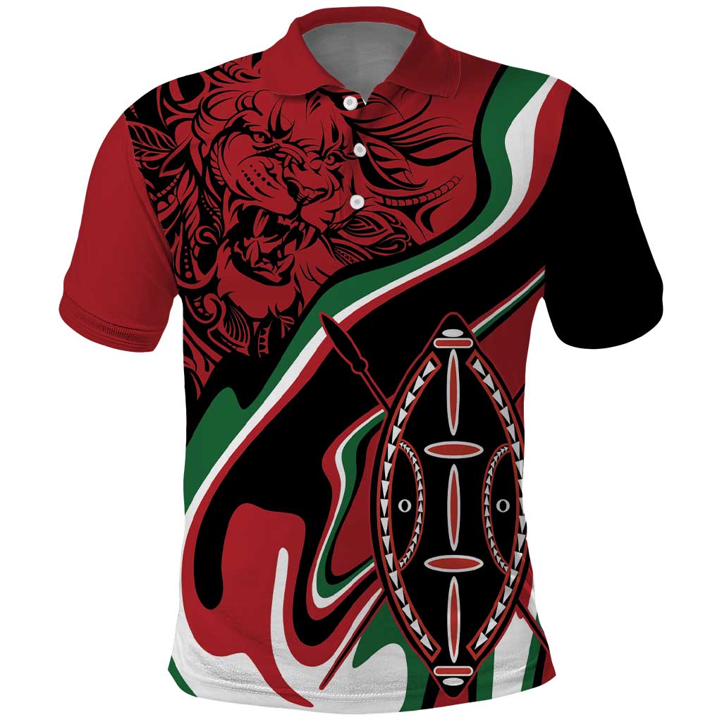Happy Jamhuri Day Kenya Polo Shirt Kenyan Lion and Maasai Shield - Wonder Print Shop