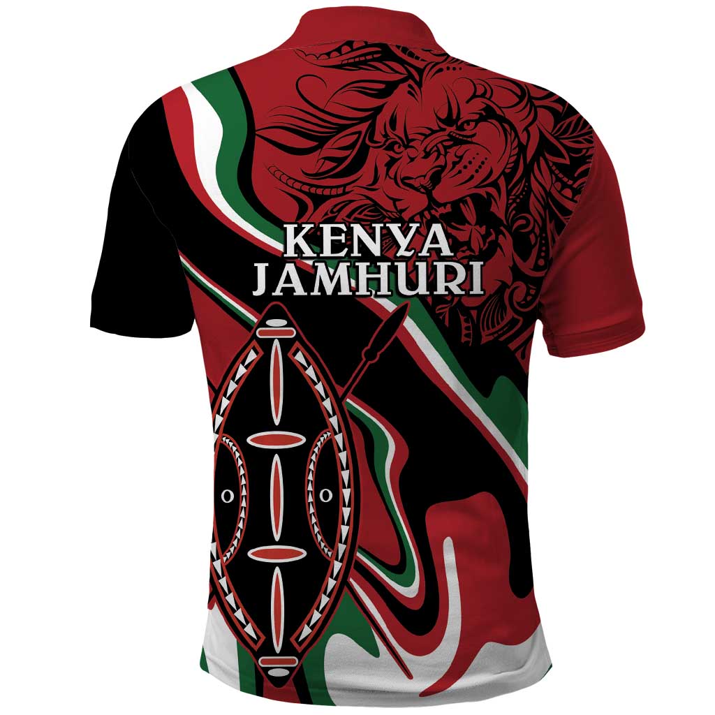 Happy Jamhuri Day Kenya Polo Shirt Kenyan Lion and Maasai Shield - Wonder Print Shop