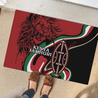 Happy Jamhuri Day Kenya Rubber Doormat Kenyan Lion and Maasai Shield - Wonder Print Shop
