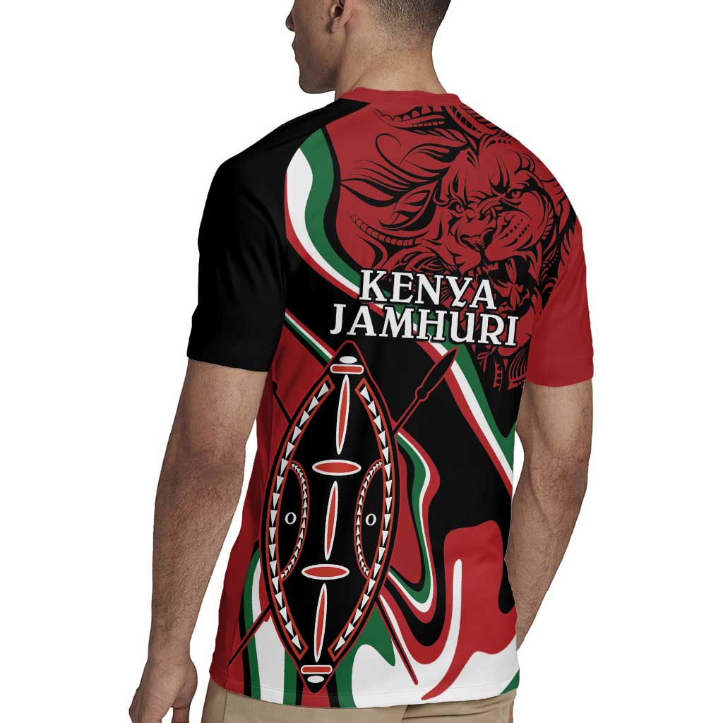 Happy Jamhuri Day Kenya Rugby Jersey Kenyan Lion and Maasai Shield - Wonder Print Shop
