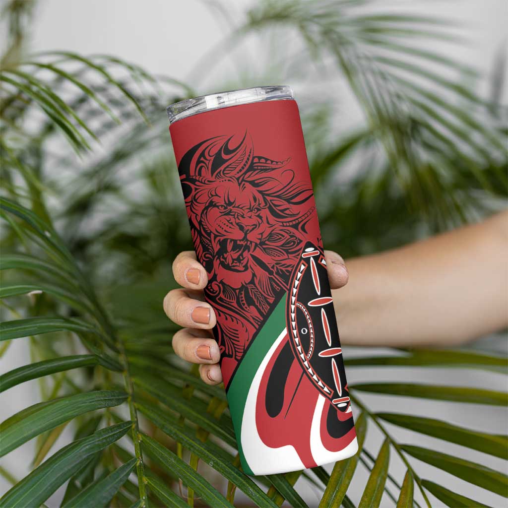Happy Jamhuri Day Kenya Skinny Tumbler Kenyan Lion and Maasai Shield - Wonder Print Shop