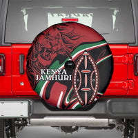 Happy Jamhuri Day Kenya Spare Tire Cover Kenyan Lion and Maasai Shield - Wonder Print Shop