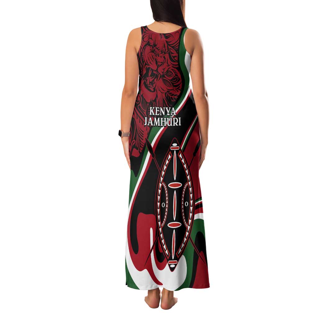 Happy Jamhuri Day Kenya Tank Maxi Dress Kenyan Lion and Maasai Shield - Wonder Print Shop
