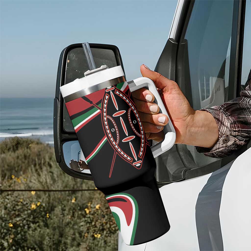Happy Jamhuri Day Kenya Tumbler With Handle Kenyan Lion and Maasai Shield - Wonder Print Shop