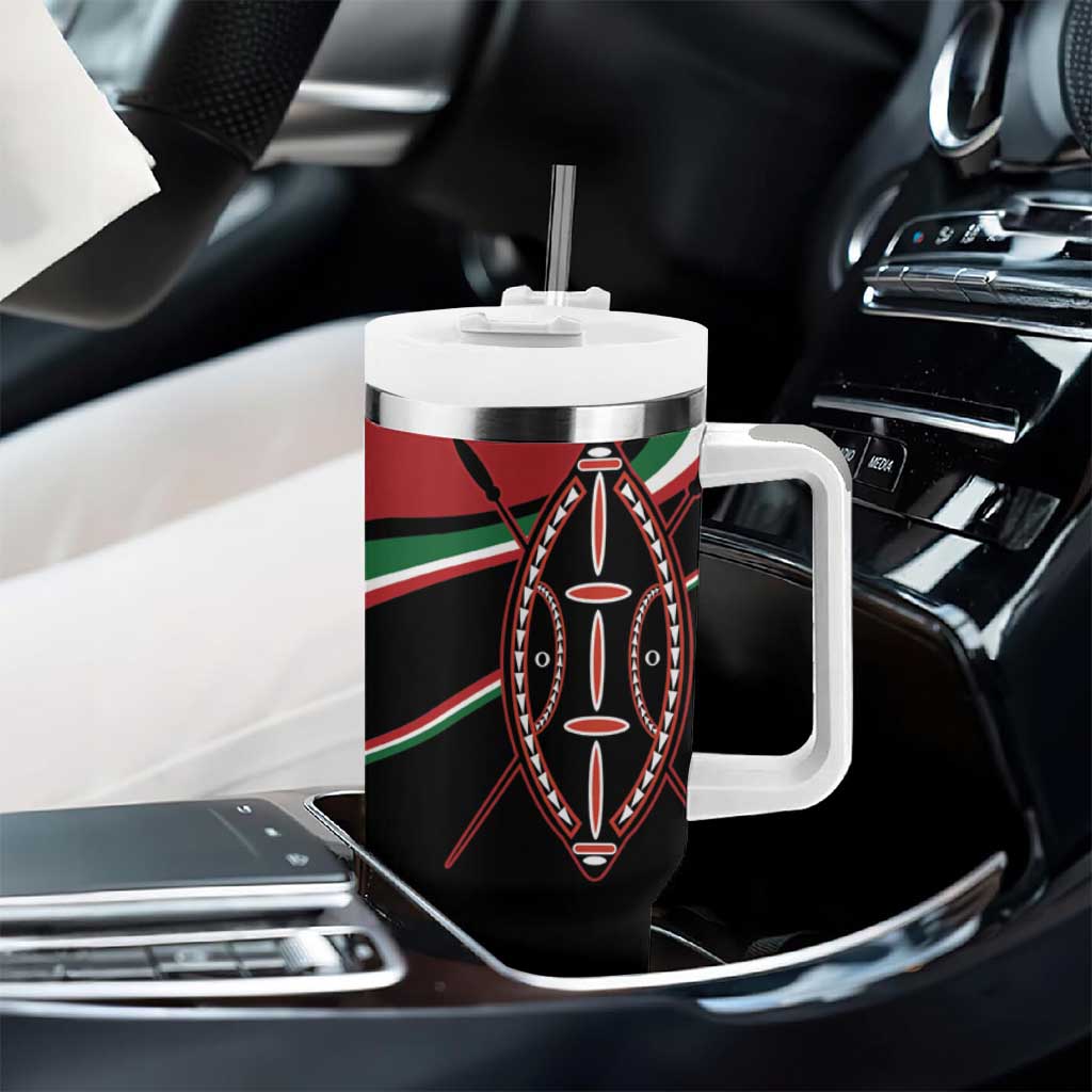 Happy Jamhuri Day Kenya Tumbler With Handle Kenyan Lion and Maasai Shield - Wonder Print Shop