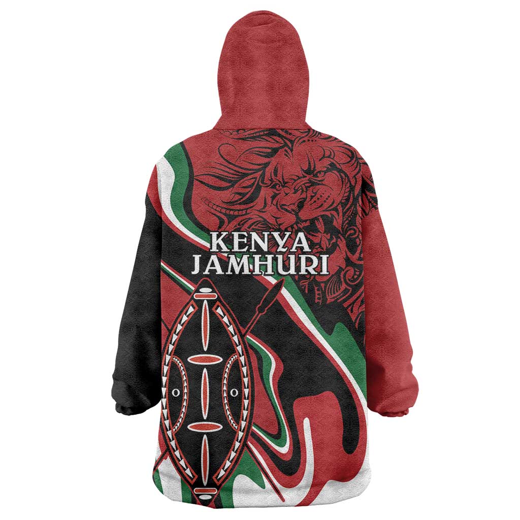 Happy Jamhuri Day Kenya Wearable Blanket Hoodie Kenyan Lion and Maasai Shield - Wonder Print Shop