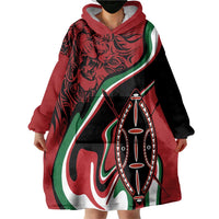 Happy Jamhuri Day Kenya Wearable Blanket Hoodie Kenyan Lion and Maasai Shield - Wonder Print Shop