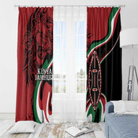 Happy Jamhuri Day Kenya Window Curtain Kenyan Lion and Maasai Shield - Wonder Print Shop