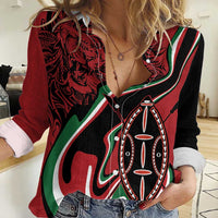 Happy Jamhuri Day Kenya Women Casual Shirt Kenyan Lion and Maasai Shield - Wonder Print Shop