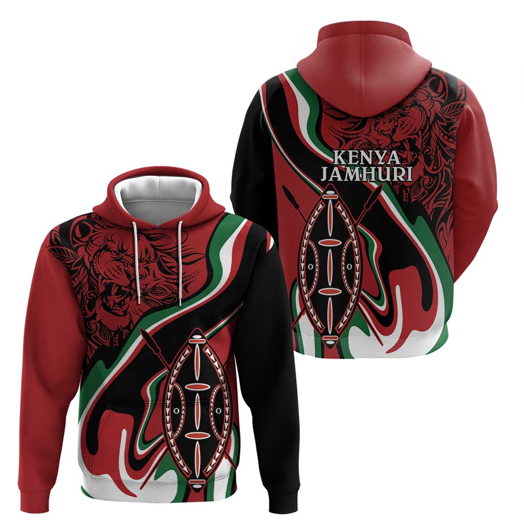 Happy Jamhuri Day Kenya Zip Hoodie Kenyan Lion and Maasai Shield - Wonder Print Shop