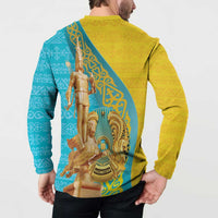 Issyk Mystery Kazakhstan Golden Man Button Sweatshirt LT9 - Wonder Print Shop