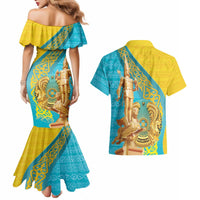 Issyk Mystery Kazakhstan Golden Man Couples Matching Mermaid Dress and Hawaiian Shirt LT9 - Wonder Print Shop