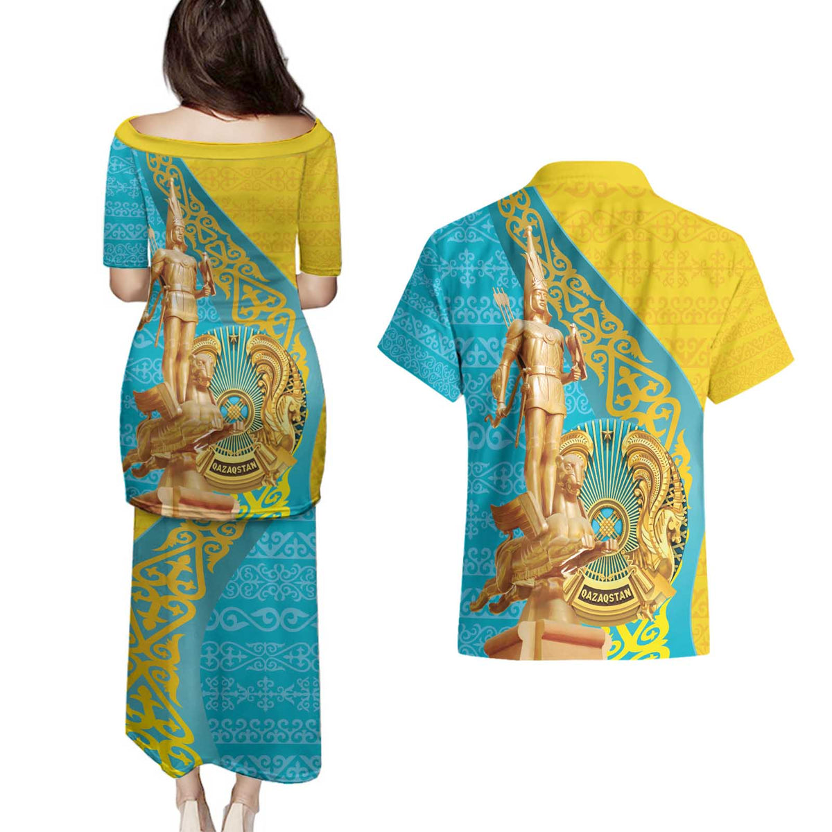 Issyk Mystery Kazakhstan Golden Man Couples Matching Puletasi and Hawaiian Shirt LT9 - Wonder Print Shop