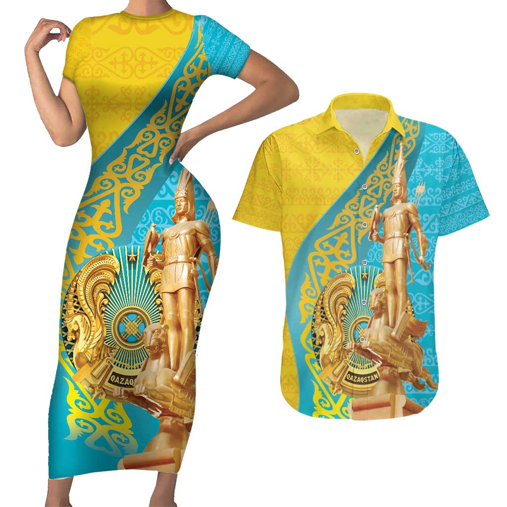 Issyk Mystery Kazakhstan Golden Man Couples Matching Short Sleeve Bodycon Dress and Hawaiian Shirt LT9 - Wonder Print Shop