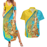Issyk Mystery Kazakhstan Golden Man Couples Matching Summer Maxi Dress and Hawaiian Shirt LT9 - Wonder Print Shop