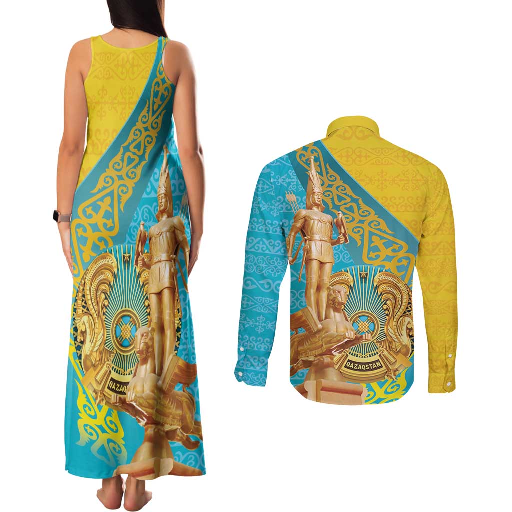 Issyk Mystery Kazakhstan Golden Man Couples Matching Tank Maxi Dress and Long Sleeve Button Shirt LT9 - Wonder Print Shop