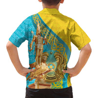 Issyk Mystery Kazakhstan Golden Man Family Matching Long Sleeve Bodycon Dress and Hawaiian Shirt LT9 - Wonder Print Shop