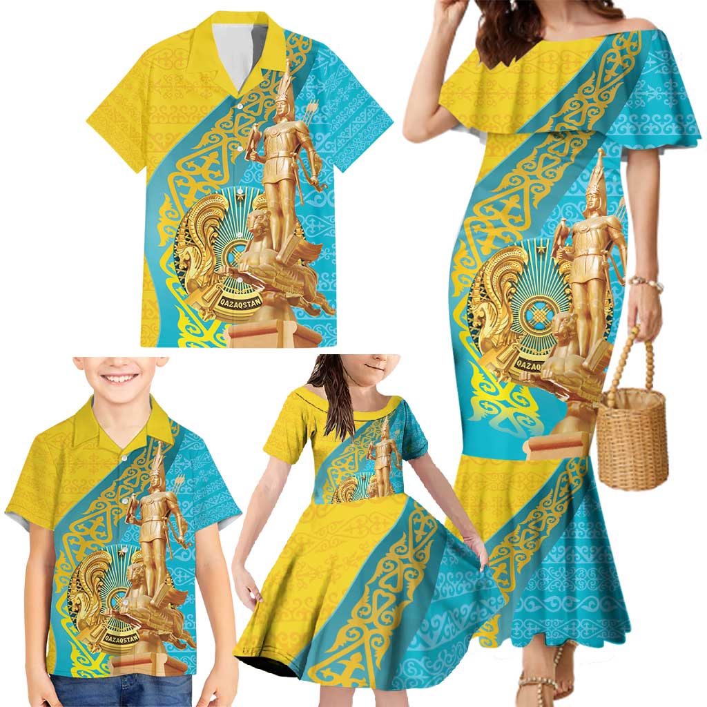 Issyk Mystery Kazakhstan Golden Man Family Matching Mermaid Dress and Hawaiian Shirt LT9 - Wonder Print Shop