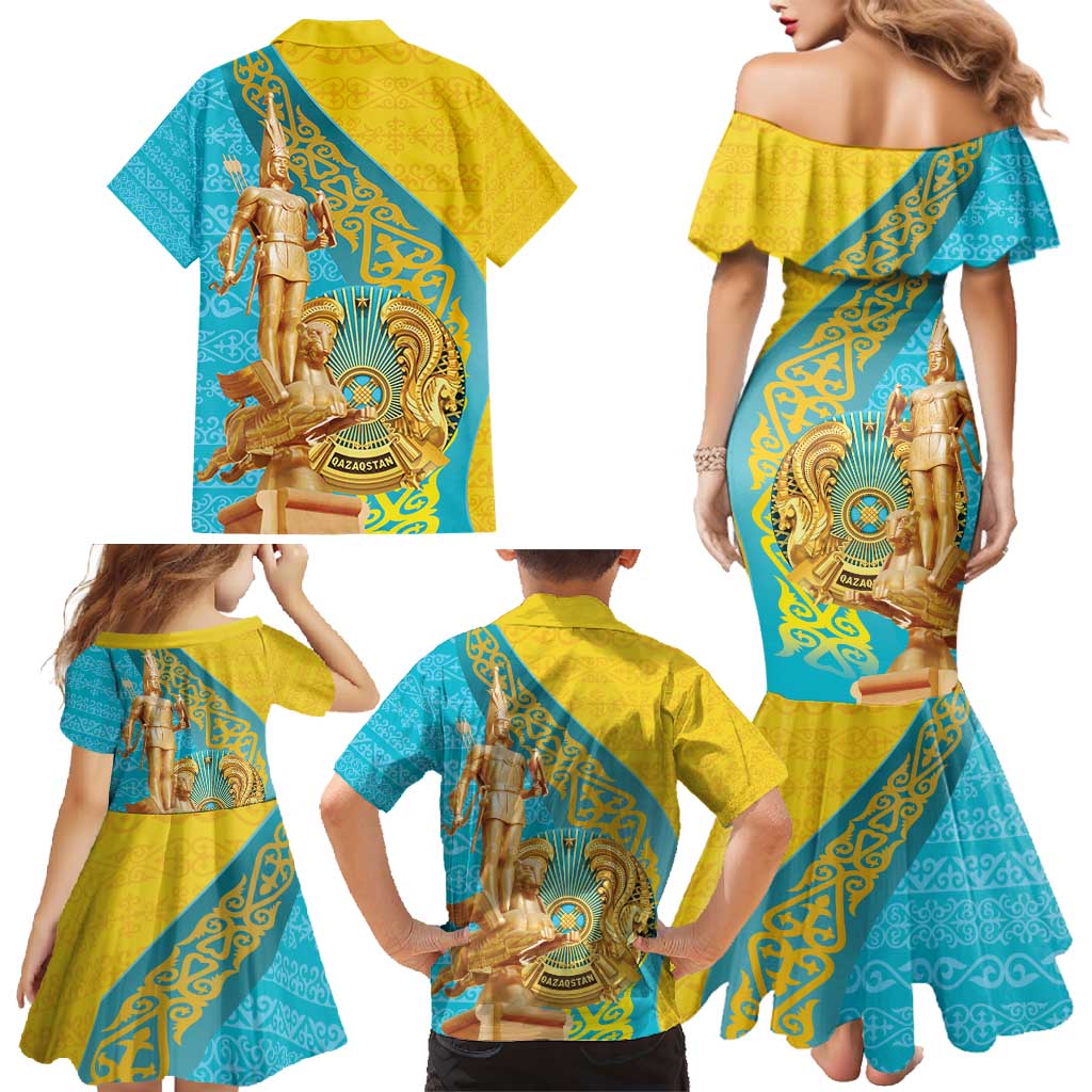 Issyk Mystery Kazakhstan Golden Man Family Matching Mermaid Dress and Hawaiian Shirt LT9 - Wonder Print Shop