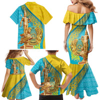 Issyk Mystery Kazakhstan Golden Man Family Matching Mermaid Dress and Hawaiian Shirt LT9 - Wonder Print Shop