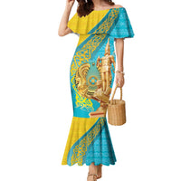 Issyk Mystery Kazakhstan Golden Man Family Matching Mermaid Dress and Hawaiian Shirt LT9 - Wonder Print Shop