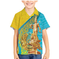 Issyk Mystery Kazakhstan Golden Man Family Matching Mermaid Dress and Hawaiian Shirt LT9 - Wonder Print Shop