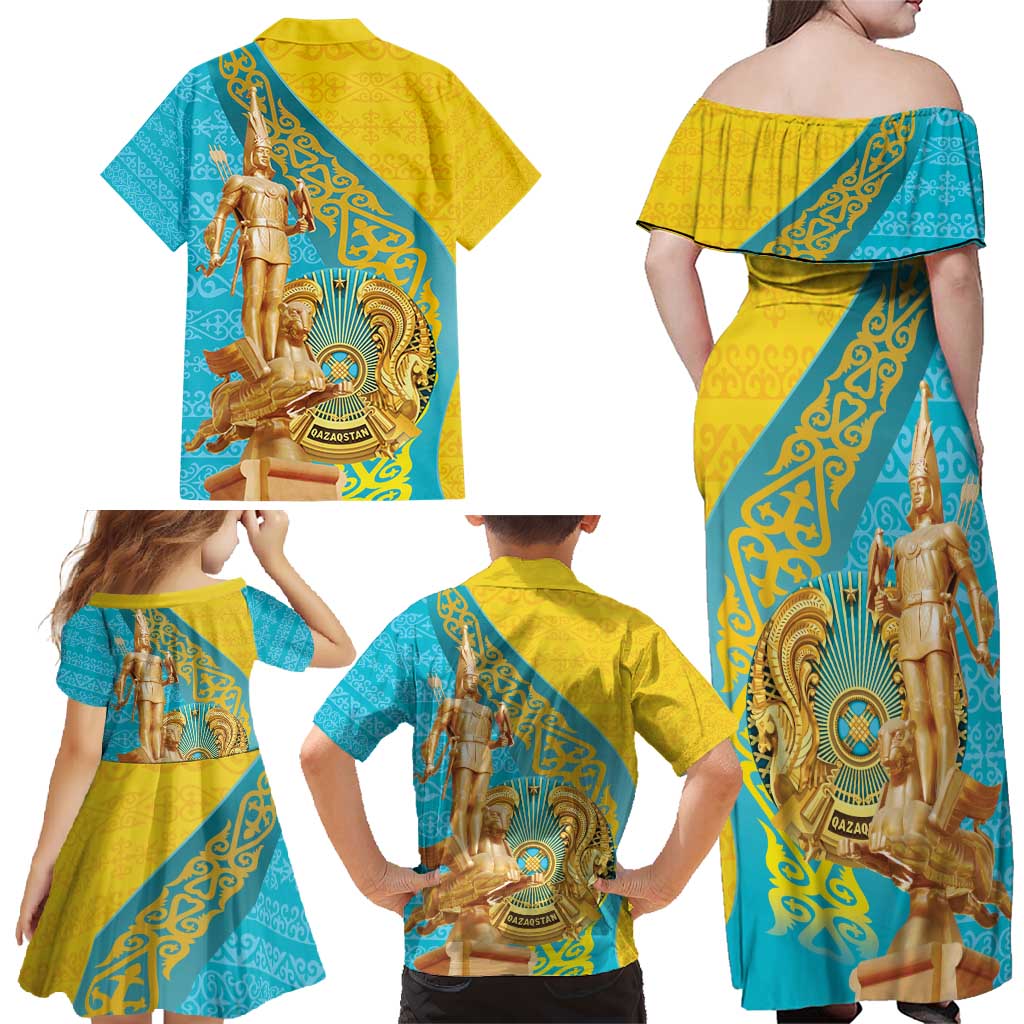 Issyk Mystery Kazakhstan Golden Man Family Matching Off Shoulder Maxi Dress and Hawaiian Shirt LT9 - Wonder Print Shop
