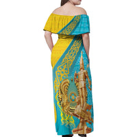 Issyk Mystery Kazakhstan Golden Man Family Matching Off Shoulder Maxi Dress and Hawaiian Shirt LT9 - Wonder Print Shop