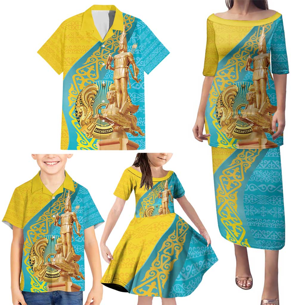 Issyk Mystery Kazakhstan Golden Man Family Matching Puletasi and Hawaiian Shirt - Wonder Print Shop