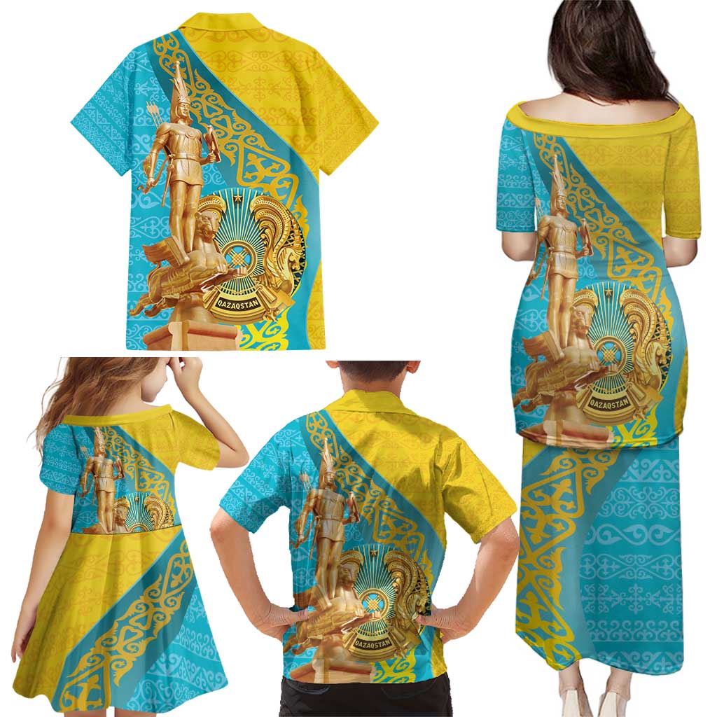 Issyk Mystery Kazakhstan Golden Man Family Matching Puletasi and Hawaiian Shirt - Wonder Print Shop