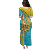 Issyk Mystery Kazakhstan Golden Man Family Matching Puletasi and Hawaiian Shirt - Wonder Print Shop