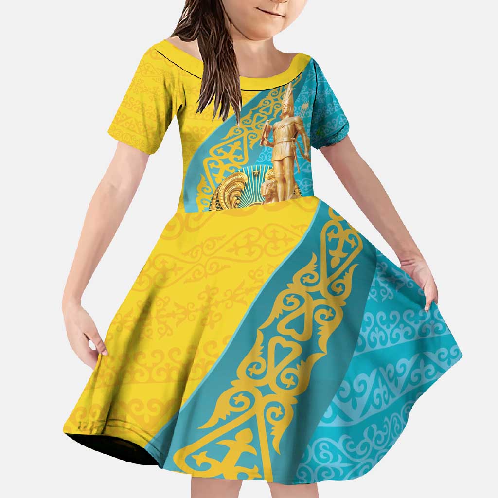 Issyk Mystery Kazakhstan Golden Man Family Matching Short Sleeve Bodycon Dress and Hawaiian Shirt - Wonder Print Shop