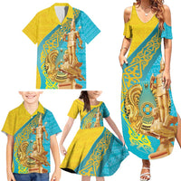 Issyk Mystery Kazakhstan Golden Man Family Matching Summer Maxi Dress and Hawaiian Shirt - Wonder Print Shop