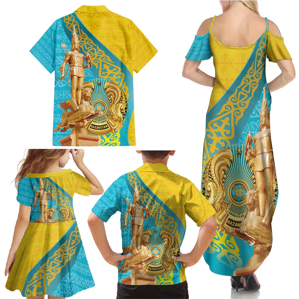 Issyk Mystery Kazakhstan Golden Man Family Matching Summer Maxi Dress and Hawaiian Shirt - Wonder Print Shop