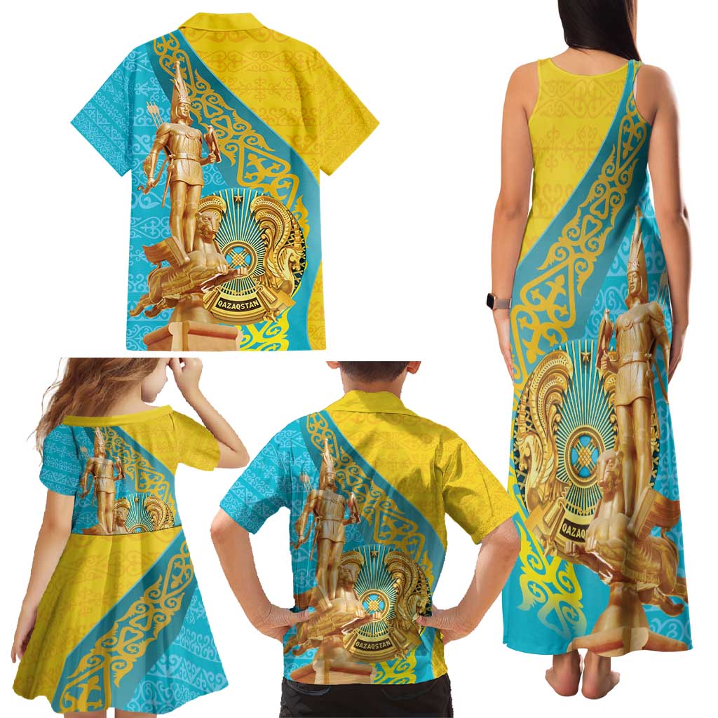 Issyk Mystery Kazakhstan Golden Man Family Matching Tank Maxi Dress and Hawaiian Shirt - Wonder Print Shop