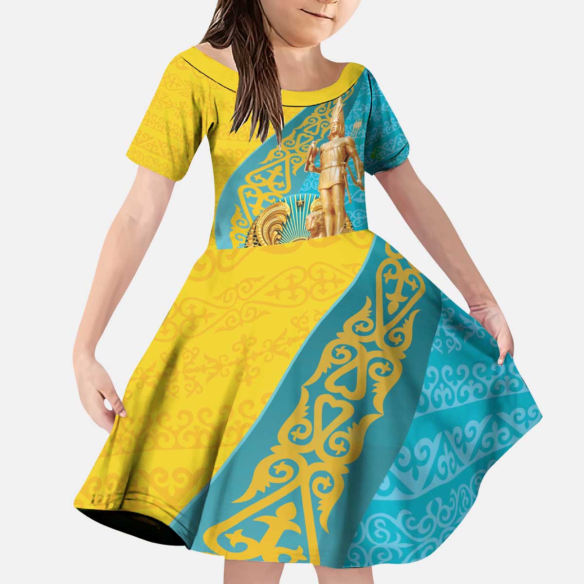 Issyk Mystery Kazakhstan Golden Man Kid Short Sleeve Dress - Wonder Print Shop