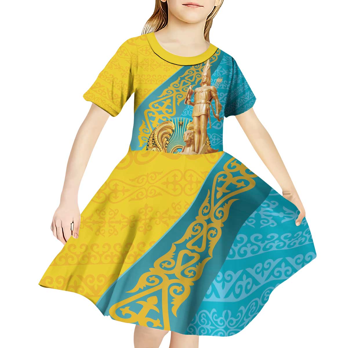 Issyk Mystery Kazakhstan Golden Man Kid Short Sleeve Dress - Wonder Print Shop